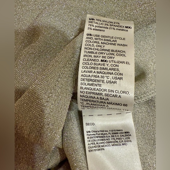 White House Black Market Shimmering Silver Long Sleeve Top - Picture 4 of 4